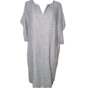 Poetry 100% Linen Blue/Gray Lagenlook Tunic Top Dress Women’s Size US 14